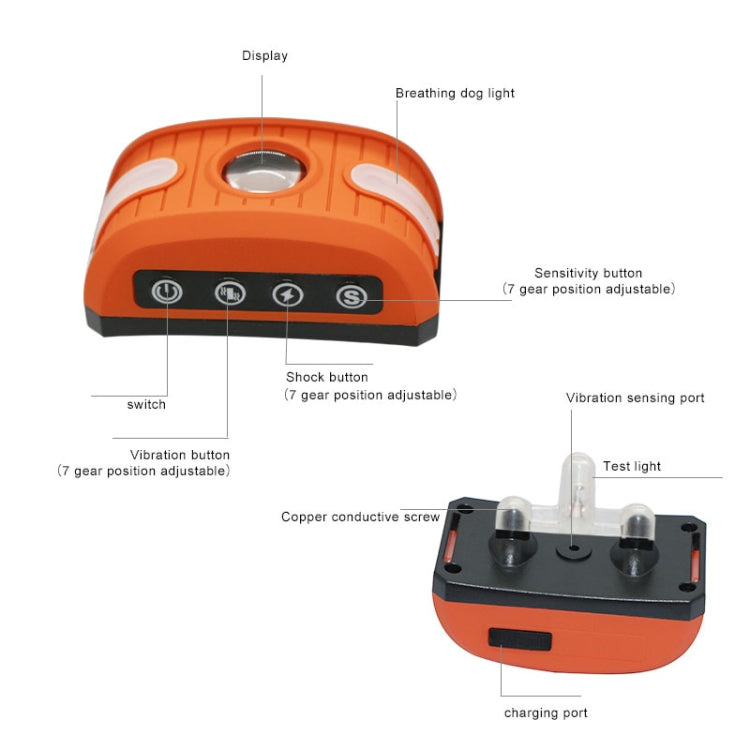 RC-302B Pet Bark Stopper Choque eléctrico Collar de entrenamiento para perros Anti-interferencia Dispositivo de parada de llamadas, RC-302B (Orange)