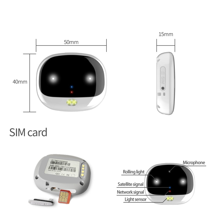 ReachFar RF-V47 IP67 Multifunción Mini GPS Pet Tracker con luz LED y clip trasero