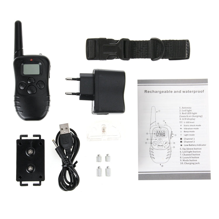 Collar remoto de entrenamiento para perros, recargable e impermeable, 300m, con pantalla LCD, 300m Remote