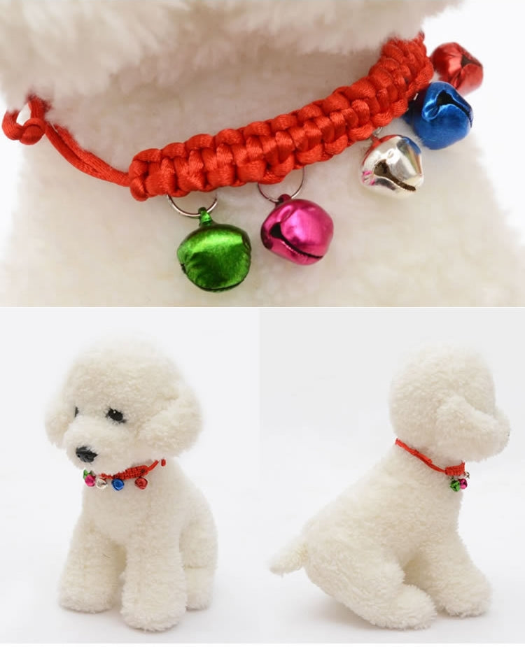 10 collares de campana ajustables para mascotas tejidos a mano, perímetro ajustable: 18-32 cm, entrega de colores aleatorios, djustable Pet Bell Collars