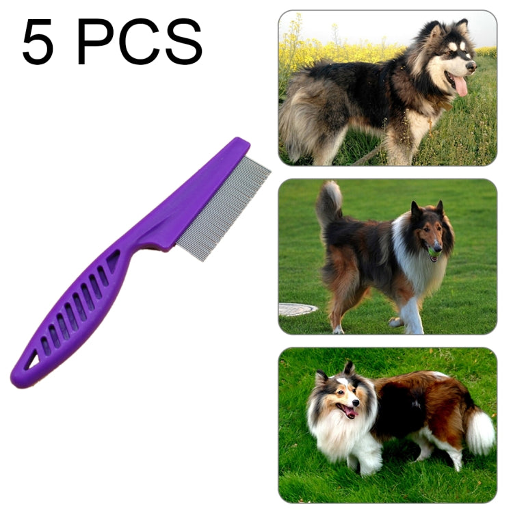 5 piezas, suministros para perros, gatos domésticos, peines, peines para eliminar pulgas con agujas de acero inoxidable de dientes finos, longitud: 14 cm, Length: 14cm, Blue, Length: 14cm, Purple, Length: 14cm, White