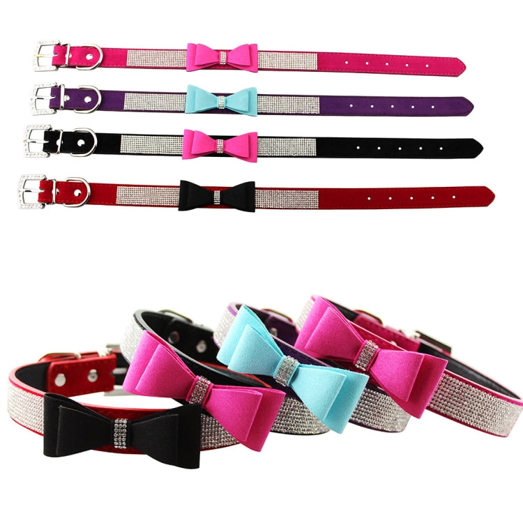 Flocado Collar para mascotas con lazo con tachuelas de diamantes Collar para perros Productos para mascotas, Tamaño: S, 1,5 * 37 cm, Size: S