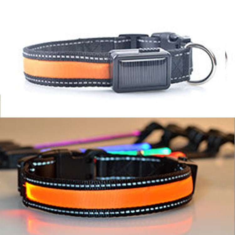 Collar con luz LED solar + carga USB para mascotas para perros medianos y grandes, tamaño de circunferencia del cuello: S, 35-40 cm, Size: S