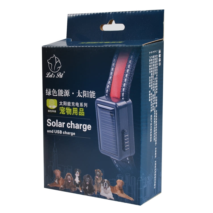 Collar con luz LED solar + carga USB para mascotas para perros medianos y grandes, tamaño de circunferencia del cuello: S, 35-40 cm, Size: S