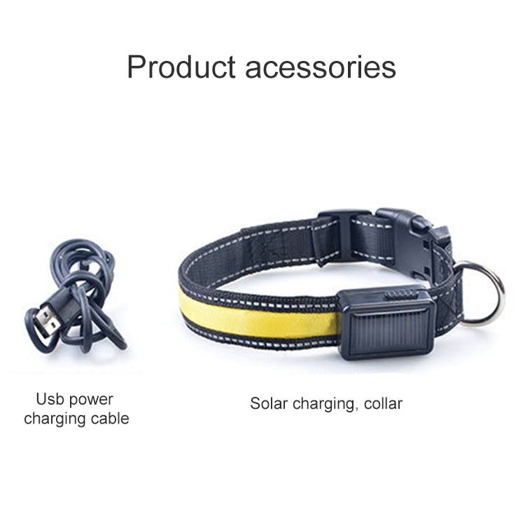 Collar con luz LED solar + carga USB para mascotas para perros medianos y grandes, tamaño de circunferencia del cuello: S, 35-40 cm, Size: S