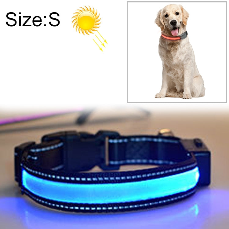 Collar con luz LED solar + carga USB para mascotas para perros medianos y grandes, tamaño de circunferencia del cuello: S, 35-40 cm, Size: S