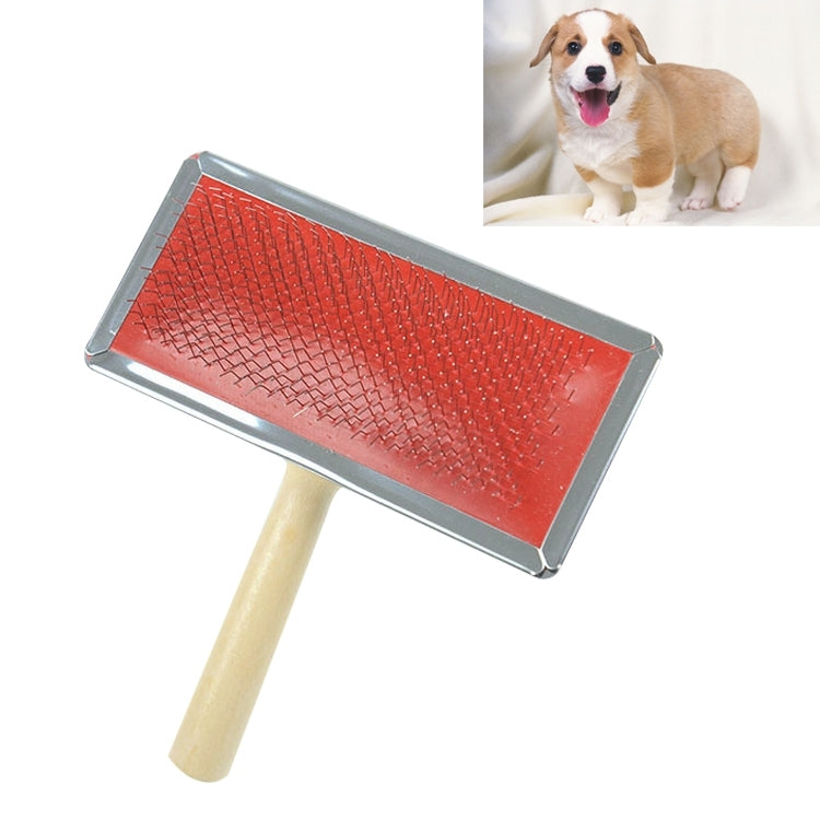 Cepillo de limpieza para el cuidado de cerdas manuales con agujas y curvas suaves con mango de madera para mascotas, tamaño: L, entrega de color aleatorio, Size: L