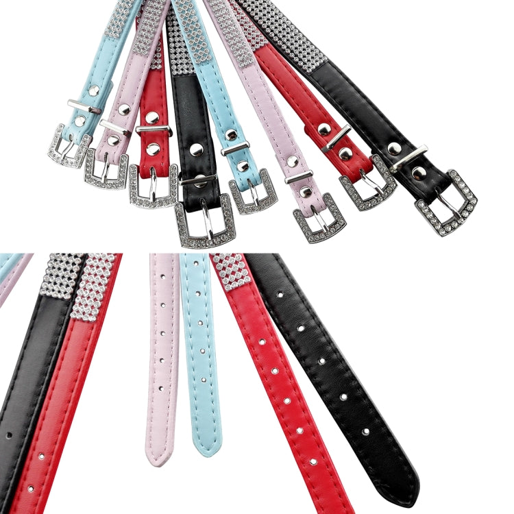 Arnés para perro suave y transpirable de PU con diamantes de imitación, chaleco para mascota, correa para el pecho para perro, correa, collar para perro, tamaño: M