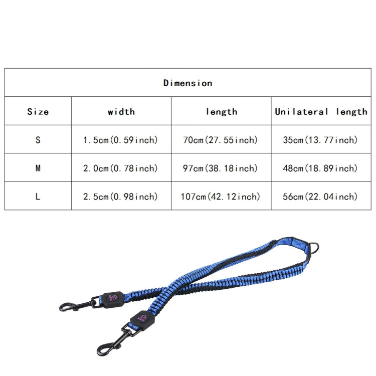 Amortiguador telescópico para mascotas Cuerda de doble tracción Cuerda trenzada reflectante de nailon, pequeña, longitud: 70 cm, entrega de color aleatorio, Double Traction 70cm