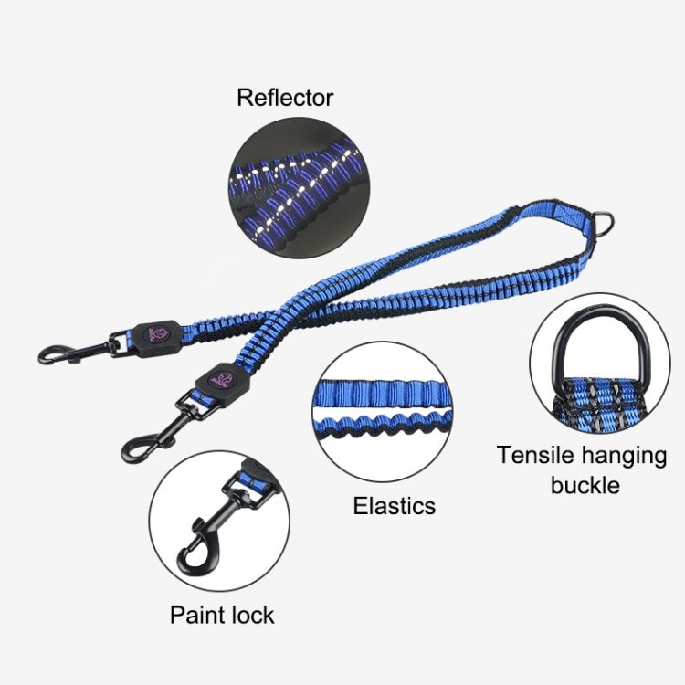Amortiguador telescópico para mascotas Cuerda de doble tracción Cuerda trenzada reflectante de nailon, pequeña, longitud: 70 cm, entrega de color aleatorio, Double Traction 70cm
