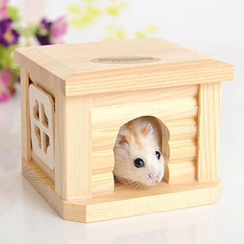 Casa de madera con techo plano para mascotas, cabaña, jaula para animales pequeños, conejo, hámster, Flat Roof Wooden House