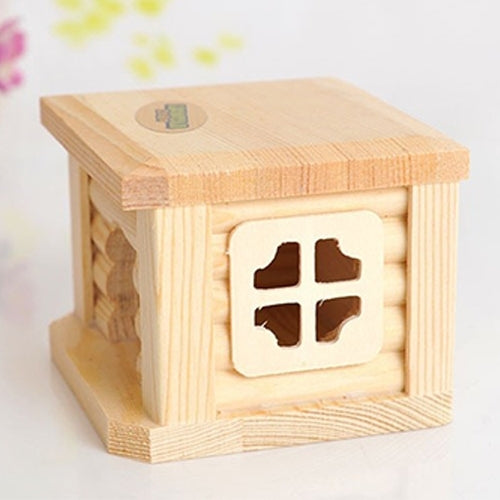 Casa de madera con techo plano para mascotas, cabaña, jaula para animales pequeños, conejo, hámster, Flat Roof Wooden House