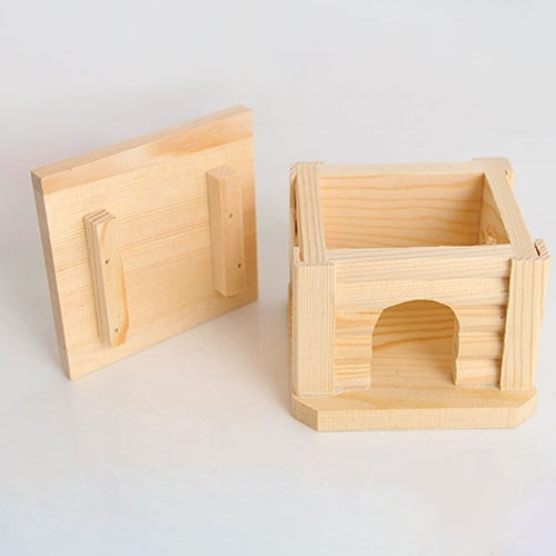Casa de madera con techo plano para mascotas, cabaña, jaula para animales pequeños, conejo, hámster, Flat Roof Wooden House
