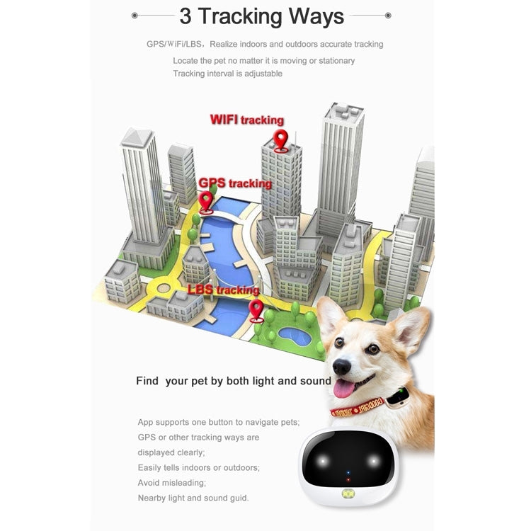 RF-V43 B Estilo IP67 GPS impermeable + LBS + WiFi Localizador de mascotas Dispositivo de seguimiento de collares para mascotas para América del Norte/América del Sur/Australia, RF-V43 B Style (Black), RF-V43 B Style (White)