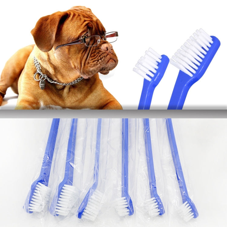 20 PCS perro gato eficaz mascotas cuidado bucal cepillo de dientes para mascotas, Blue Handle + Medium Hair