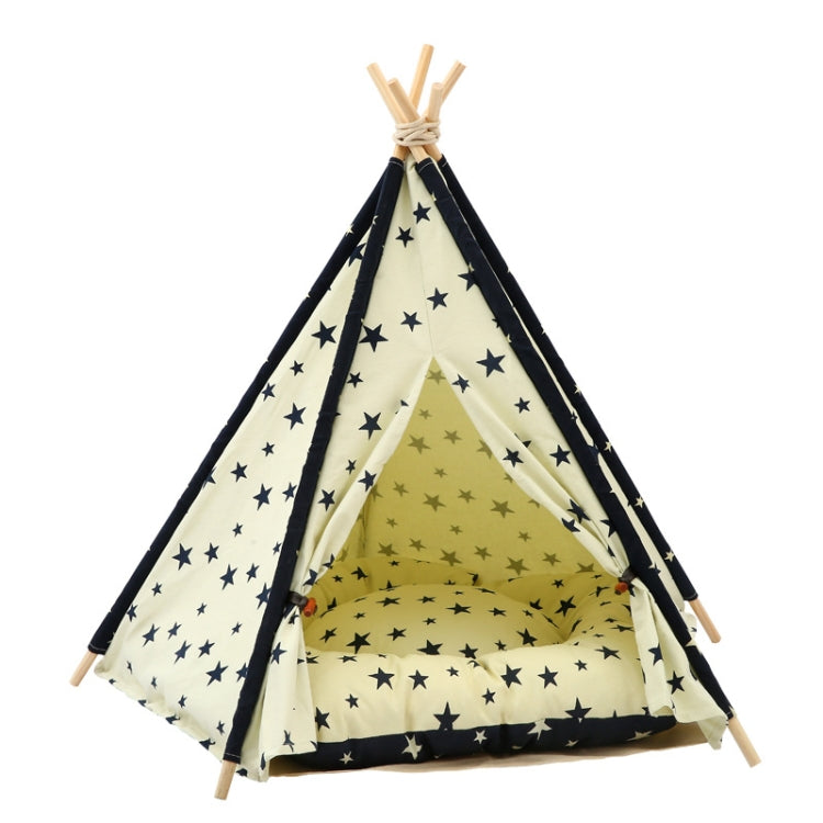 Lona de algodón Tienda para mascotas Cama para perros y gatos con cojín, Small 40×40×50cm, Medium 50×50×60cm, Large 60×60×70cm
