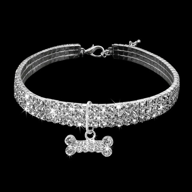2 uds. Collar de perro con diamantes de imitación ostentosos, collares de cristal para cachorros, Chihuahua, correa para perros pequeños, accesorios para Mascotas, L, M, S