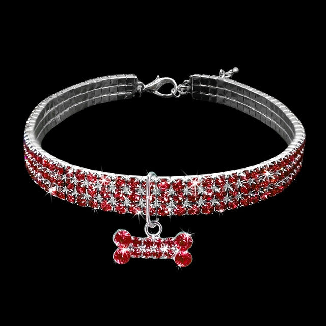 2 uds. Collar de perro con diamantes de imitación ostentosos, collares de cristal para cachorros, Chihuahua, correa para perros pequeños, accesorios para Mascotas, L, M, S