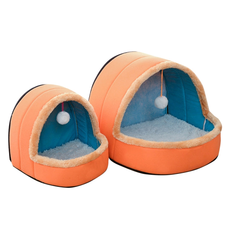 Cama suave y cálida para perros y gatos, cojín para mascotas, caseta para perros, castillo para gatos, casa plegable para cachorros con pelota de juguete, S, M, L