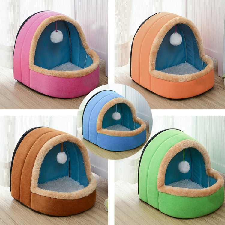 Cama suave y cálida para perros y gatos, cojín para mascotas, caseta para perros, castillo para gatos, casa plegable para cachorros con pelota de juguete, S, M, L