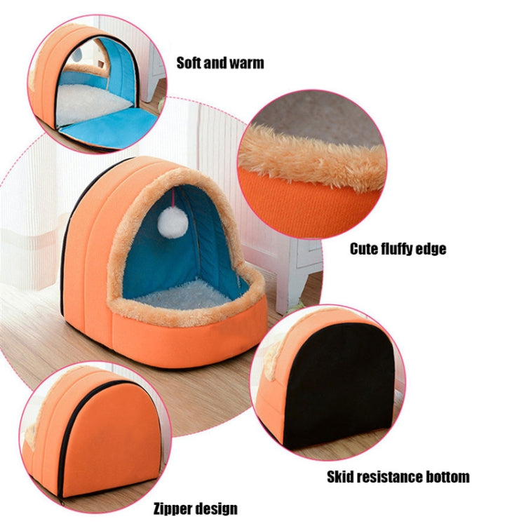 Cama suave y cálida para perros y gatos, cojín para mascotas, caseta para perros, castillo para gatos, casa plegable para cachorros con pelota de juguete, S, M, L
