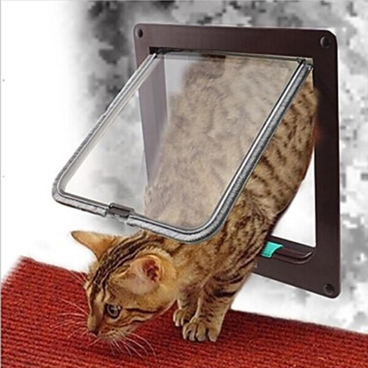 Puerta para mascotas, puerta con solapa de seguridad bloqueable de 4 vías para perro, gato, gatito, puerta de montaje en pared, puerta para perro Gato pequeño para animales, S, M, L