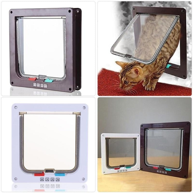 Puerta para mascotas, puerta con solapa de seguridad bloqueable de 4 vías para perro, gato, gatito, puerta de montaje en pared, puerta para perro Gato pequeño para animales, S, M, L