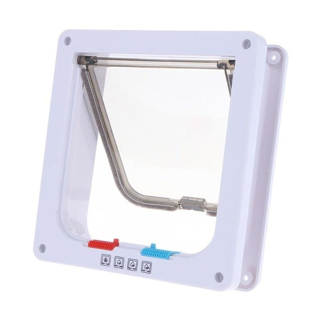 Puerta para mascotas, puerta con solapa de seguridad bloqueable de 4 vías para perro, gato, gatito, puerta de montaje en pared, puerta para perro Gato pequeño para animales, S, M, L