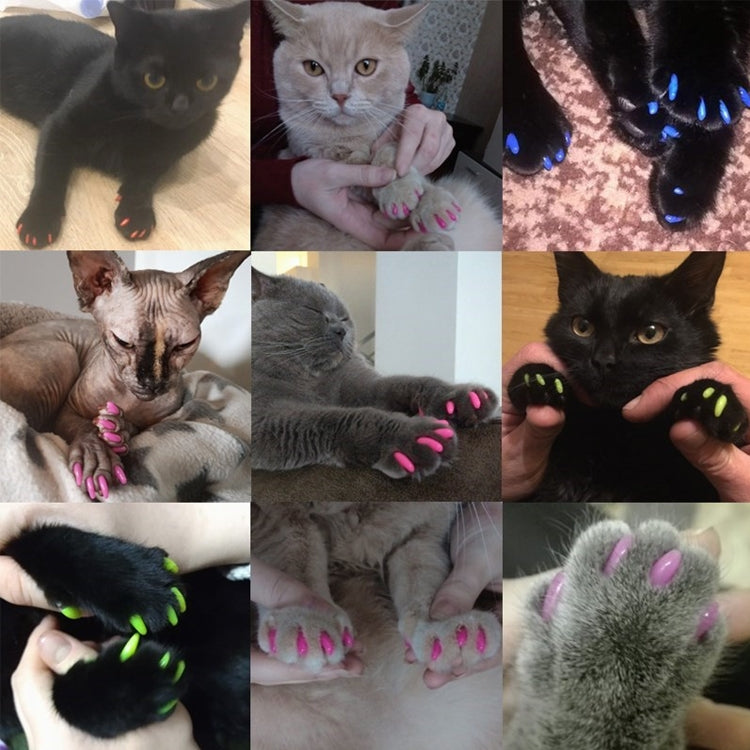 20 PCS Tapas de uñas de gato suaves de silicona / Garra de pata de gato / Protector de uñas para mascotas / Cubierta de uñas de gato