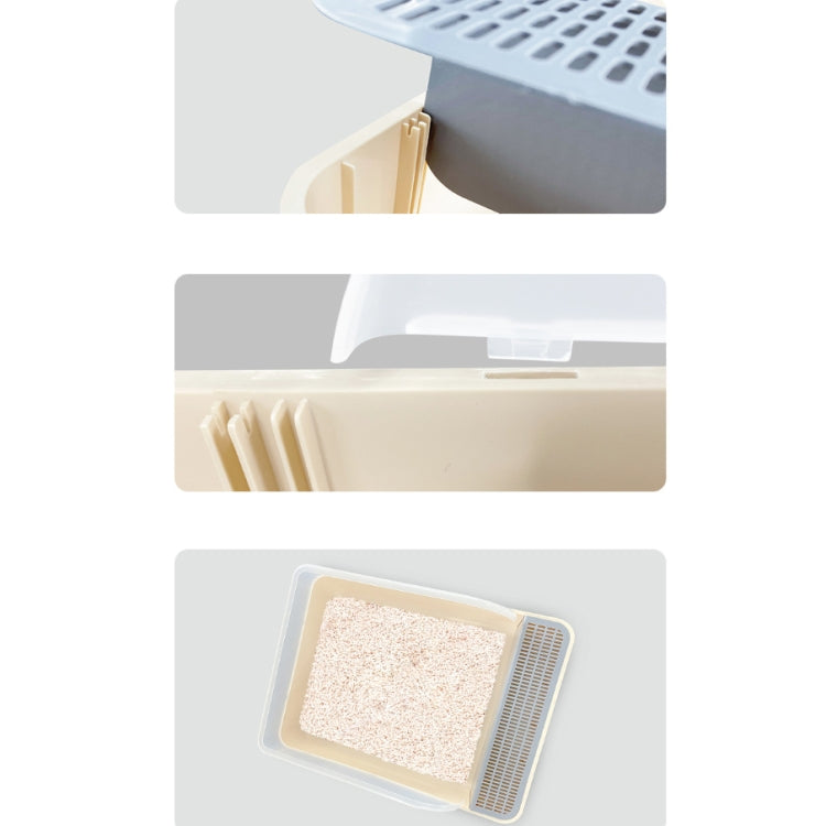 Caja de arena para gatos, lavabo cuadrado semicerrado para heces, inodoro para mascotas, Small, Large, Large Pink, Large Gray