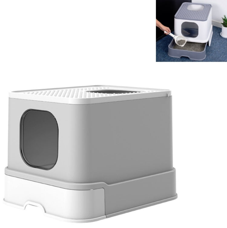 Caja de arena para gatos completamente cerrada con cajón superior Suministros para mascotas
