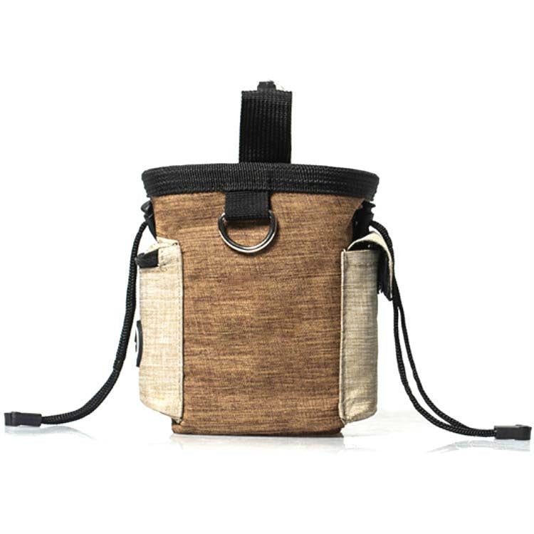 Bolsa de entrenamiento para mascotas al aire libre, bolsillos de entrenamiento para perros, bolsa de almacenamiento de aperitivos para mascotas, bolsillos, Brown Waist Bag, Brown Waist Bag+Folding Bowl