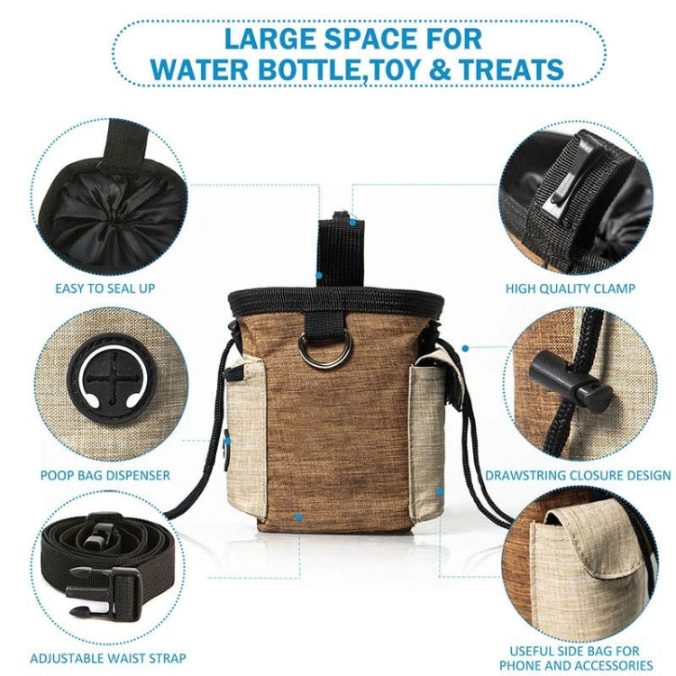 Bolsa de entrenamiento para mascotas al aire libre, bolsillos de entrenamiento para perros, bolsa de almacenamiento de aperitivos para mascotas, bolsillos, Brown Waist Bag, Brown Waist Bag+Folding Bowl