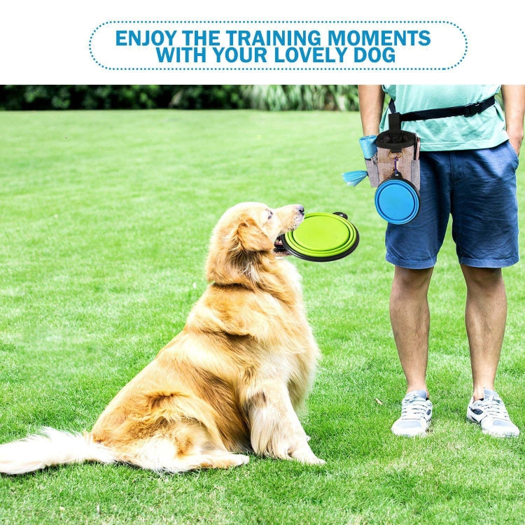 Bolsa de entrenamiento para mascotas al aire libre, bolsillos de entrenamiento para perros, bolsa de almacenamiento de aperitivos para mascotas, bolsillos, Brown Waist Bag, Brown Waist Bag+Folding Bowl