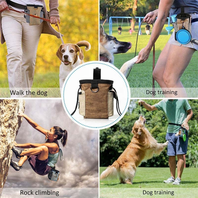 Bolsa de entrenamiento para mascotas al aire libre, bolsillos de entrenamiento para perros, bolsa de almacenamiento de aperitivos para mascotas, bolsillos, Brown Waist Bag, Brown Waist Bag+Folding Bowl