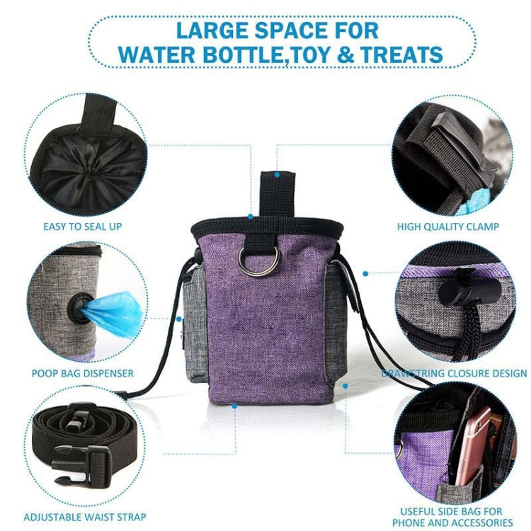 Riñonera de entrenamiento para mascotas con cinturón, bolsa portátil para aperitivos y salidas, Purple Waist Bag, Purple Waist Bag+Folding Bowl