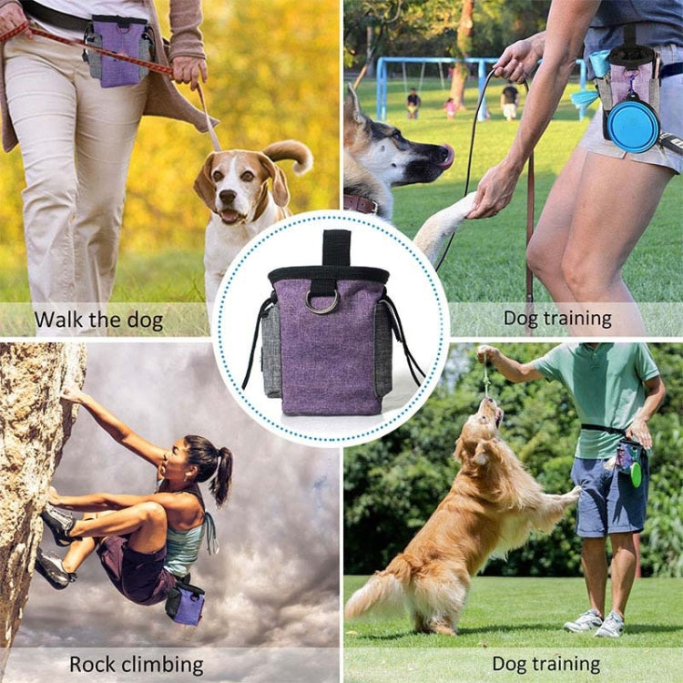 Riñonera de entrenamiento para mascotas con cinturón, bolsa portátil para aperitivos y salidas, Purple Waist Bag, Purple Waist Bag+Folding Bowl