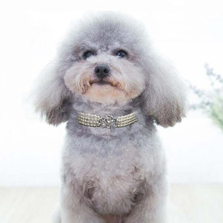 Suministros de decoración para mascotas con flores rosas y diamantes con puntos de perlas, 3 uds., S, M, L