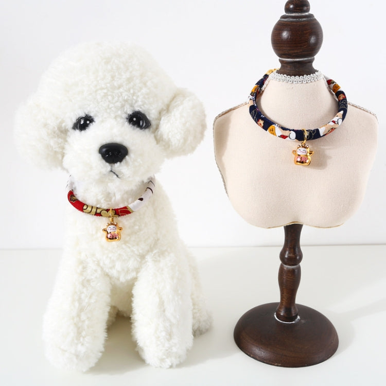 Collar ajustable para perro y gato con campana de cobre de gato de la suerte, 4 Uds., S 20-25cm, M 25-30cm