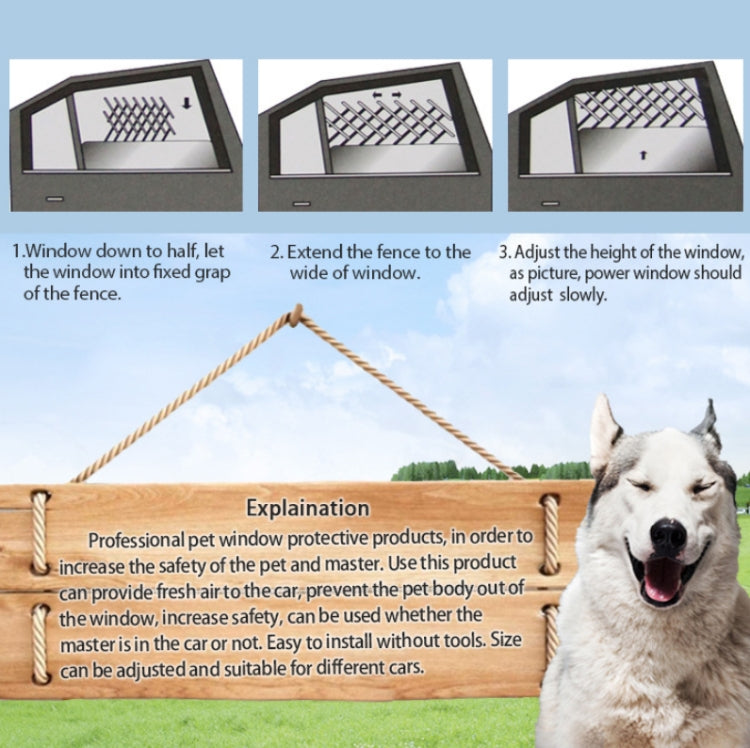 Valla protectora para ventana de coche para mascotas, valla protectora retráctil para coche, 24x11.8x1.2cm, 24x17.7x1.2cm