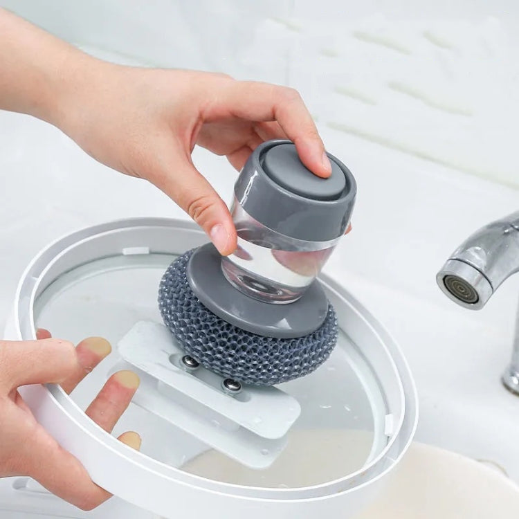 Cepillo de limpieza multifuncional tipo empuje, detergente de cocina, cepillo automático para lavavajillas, adición de líquido, 3 uds., Steel Ball Pot Brush, PET Pot Brush
