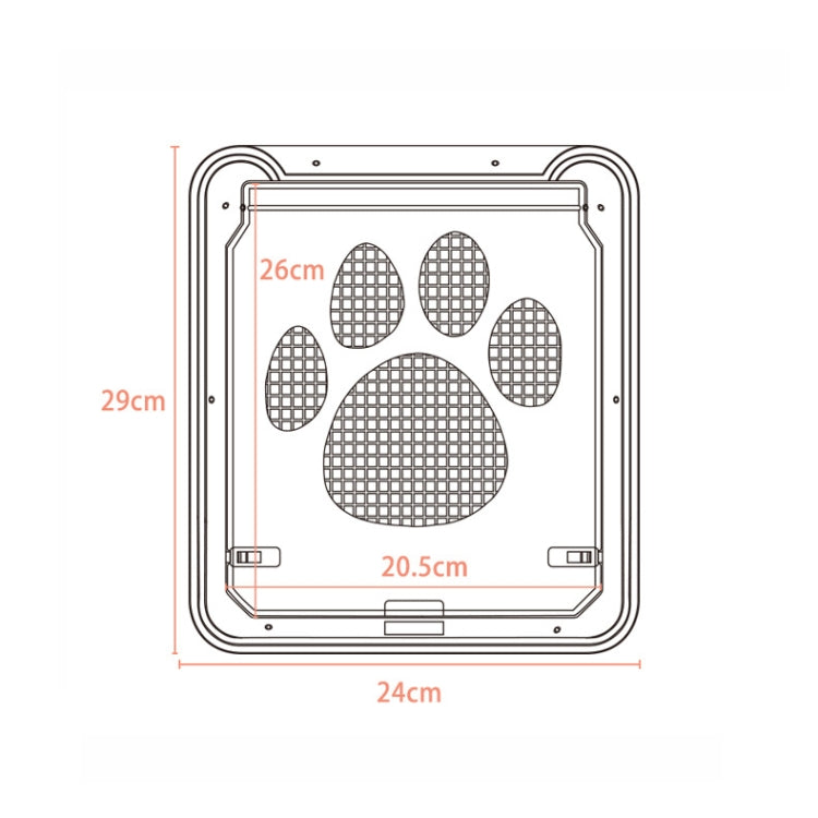 Suministros para mascotas, puerta con estampado de pata de perro, a prueba de mordeduras, ventana con pantalla para perros pequeños, puerta para gatos y perros, Black