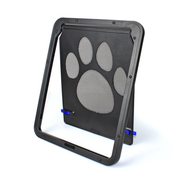 Suministros para mascotas, puerta con estampado de pata de perro, a prueba de mordeduras, ventana con pantalla para perros pequeños, puerta para gatos y perros, Black