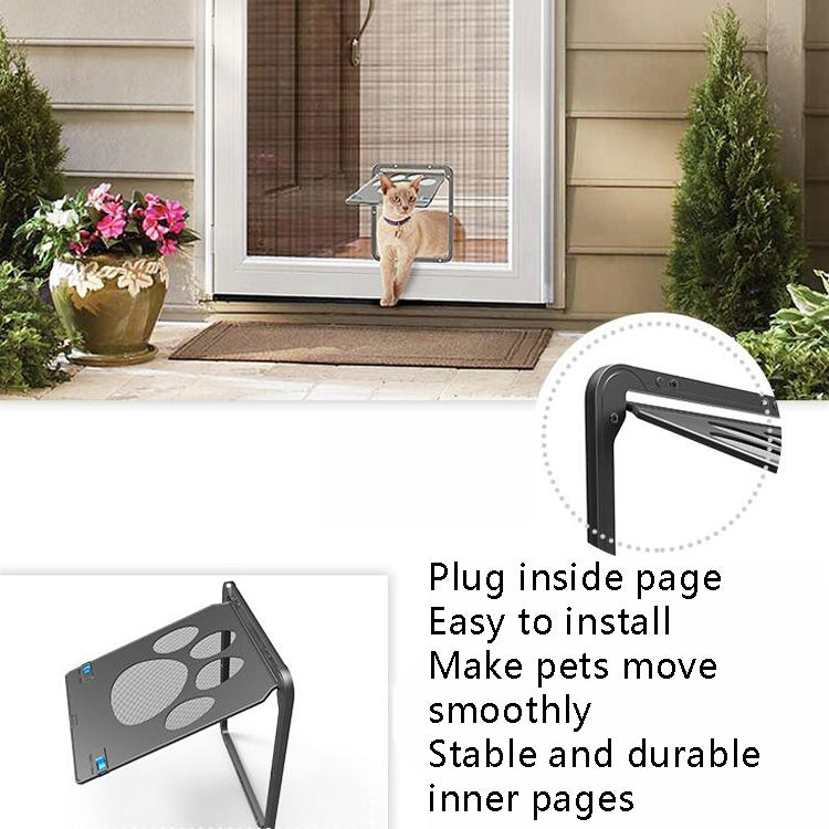 Suministros para mascotas, puerta con estampado de pata de perro, a prueba de mordeduras, ventana con pantalla para perros pequeños, puerta para gatos y perros, Black