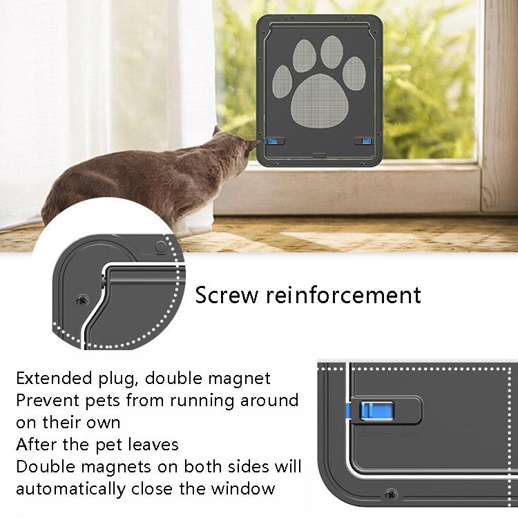 Suministros para mascotas, puerta con estampado de pata de perro, a prueba de mordeduras, ventana con pantalla para perros pequeños, puerta para gatos y perros, Black