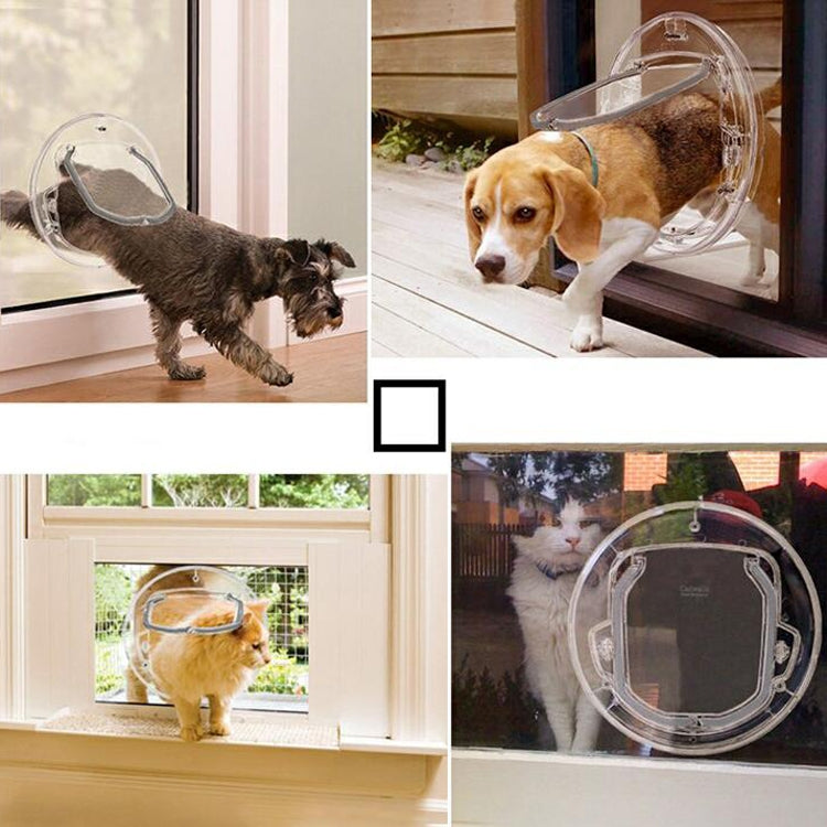 Suministros para mascotas, Material de PC, puerta de vidrio redonda, agujero para puerta de cachorro y gato, Transparent