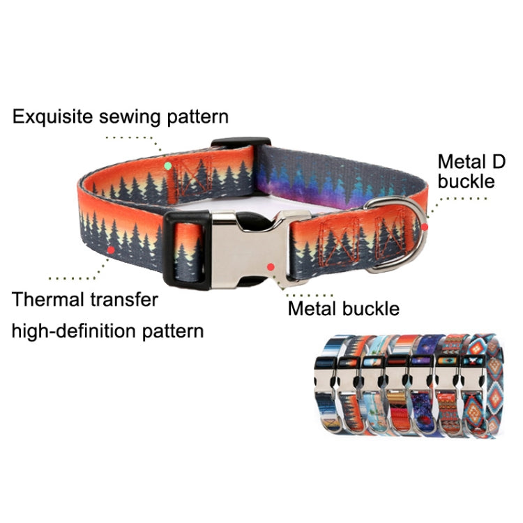Collar con estampado de algodón y poliéster de estilo étnico para mascotas de 2 piezas, tamaño:, S: 1.5x27-43cm, M: 2.0x32-52cm, L: 2.5x38-61cm, XL: 2.5x43-71cm