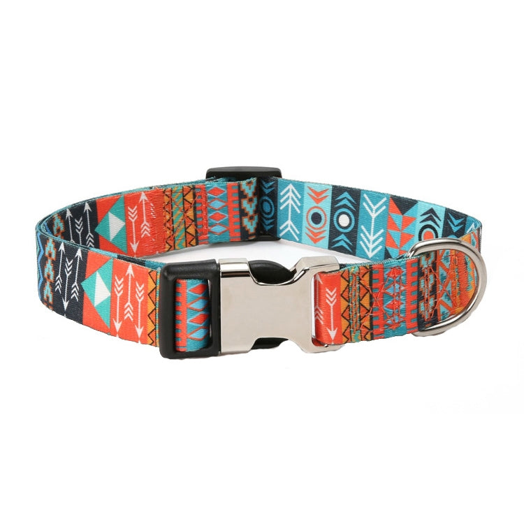 Collar con estampado de algodón y poliéster de estilo étnico para mascotas de 2 piezas, tamaño:, S: 1.5x27-43cm, M: 2.0x32-52cm, L: 2.5x38-61cm, XL: 2.5x43-71cm