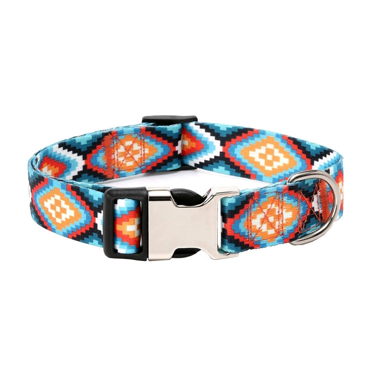 Collar con estampado de algodón y poliéster de estilo étnico para mascotas de 2 piezas, tamaño:, S: 1.5x27-43cm, M: 2.0x32-52cm, L: 2.5x38-61cm, XL: 2.5x43-71cm