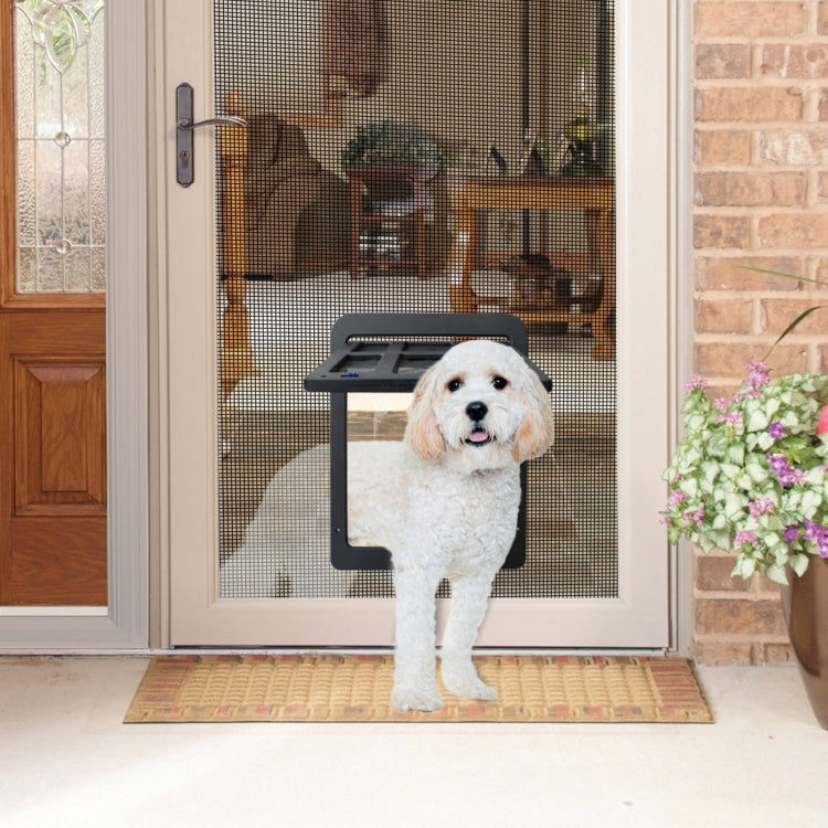 Puerta de ventana para mascotas de 34cm x 44cm, cueva para perros y gatos, puerta de celosía para mascotas antimosquitos, 34cmx 44cm Black